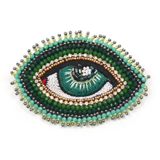 COLLEZIONE ALESSANDRO Brosche Eye Damen, grün Textil, COLLEZIONE alessandro Broschen, mit Augenmotiv