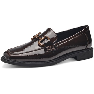 Marco Tozzi Damen Loafer ohne Absatz Lack Business Slippers, Braun (Mocca Patent), 37