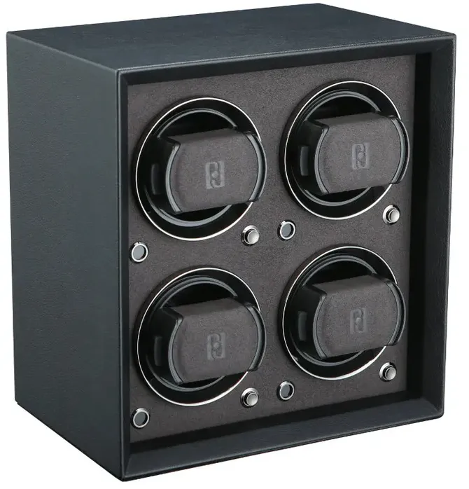 PAUL DESIGN - UHRENBEWEGER PETITE 4 - PU-leather black / für 4 Uhren, battery compartment