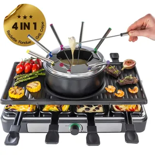 GOURMETmaxx Raclette Grill Fondue Set 8 Personen 1500W Tischgrill elektrisch