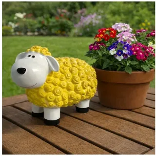 Online-Fuchs Gartenfigur für draußen - lustiges Schaf, gelb - Deko Figuren - 20 cm groß, (wetterfest, süßes Lächeln für Ihre Gäste), bunte Dekoration im Garten für Frühling, Sommer und Herbst gelb