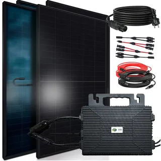 sunniva Balkonkraftwerk Full Black Bifacial 800W inkl. Astro Energy Wechselrichter + 4 x 460W Solarpanels