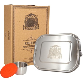 Viwanda Holzfällerbox Brotdose Edelstahl Premium 1400 ML | Auslaufsichere Lunchbox mit extra Silikondichtung & Saucen Behälter - Brotbox Erwachsene & Kinder - BPA-frei - Bentobox