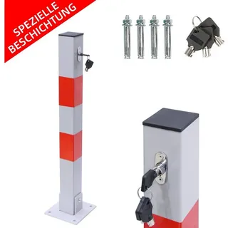 MuCoLa Parkpfosten klappbar Parkplatzsperre 65CM Absperrpfosten Poller Klapppfosten Grau Rot Sperrpfosten Parkplatz Sperre Parkplatzpfosten