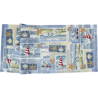 sander table + home Tischläufer Tischläufer Beach House 32 x 96 cm Gobelin maritim Möwen Muscheln (1-tlg)