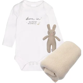 Erstausstattungspaket LILIPUT "born in 2025", Baby, Gr. 50/56, beige, 100% Baumwolle, KOB Set-Artikel, mit niedlichem Kuschelhasen