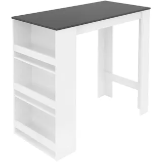 ML-Design Bartisch mit 3-Stufigem Regal Weiß-Anthrazit 117x106x57 cm Stehtisch