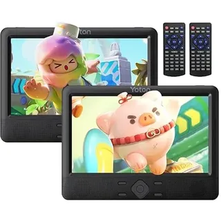 YOTON 10,5" Dual-Screen Tragbarer DVD-Player für Auto, Kinder-Entertainment, USB/SD-kompatibel, mit Kopfstützenhalterung, 4-6h Akku, Set mit 2 unabhängigen Bildschirmen
