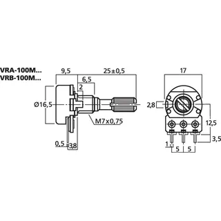 Monacor VRB-100M10 Dreh-Potentiometer