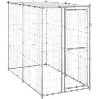 vidaXL Outdoor-Hundezwinger mit Dach Verzinkter Stahl 110x220x180 cm