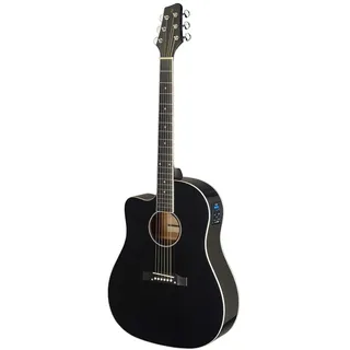 Stagg Cutaway Dreadnought-Gitarre für Linkshänder, Schwarz
