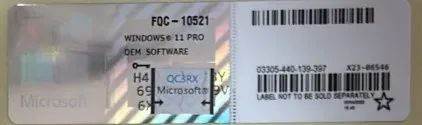 Microsoft Windows 11 Pro Lizenz OEM Original COA Sticker Aufkleber