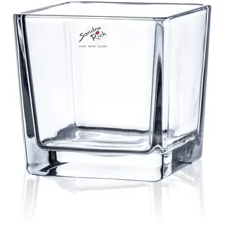 Glasvase CUBE Glasvase Teelichtglas Windlicht Vase Glas Würfel, 10 cm