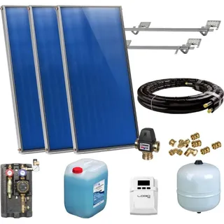 Flachkollektor Komplett Solarpaket Solaranlage Warmwasser Solar 2,03-10,15m2 : Aufständerung (Flachdach) ohne 1 Kollektoren