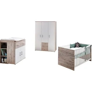 OTTO home Babyzimmer-Komplettset OTTO HOME "Rieke Bis ins Jugendalter, toll für kleine Zimmer", weiß (eiche sand nb, weiß), mit Flachgitter, B/H: 70cm x 140cm,mit Flachgitter, Holzwerkstoff, Massivholz, Schlafzimmermöbel-Sets
