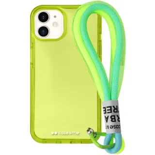 case&me Urban Schutzhülle für iPhone 11 mit Umhängeband, abnehmbar, transparent, bunt, modisch, Gelb