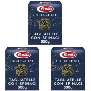 Barilla Hartweizen Pasta Collezione Tagliatelle con Spinaci, (1 x 500 g) (Packung mit 3)