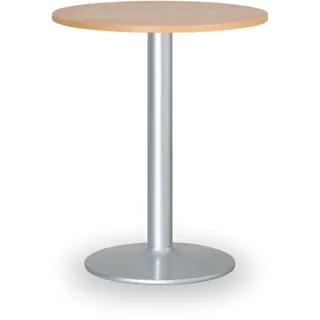 Konferenztisch rund, Bistrotisch FILIP II, Durchmesser 80 cm, graue Fußgestell, Platte Buche