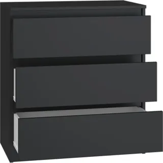 Onlywood Kommode Schrank Tisch 3 Schubladen Malwa M3 Farbe Schwarz für Zuhause fürs Büro