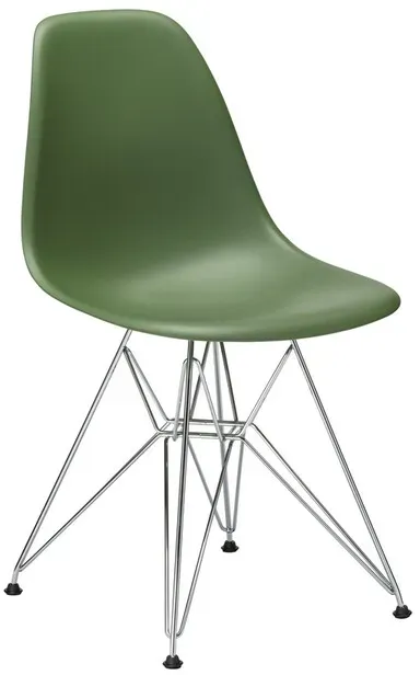 Vitra Stuhl Eames Plastic Side Chair  RE 46.5x83x55 cm forest grün, Gestell: verchromt, Designer Charles & Ray Eames