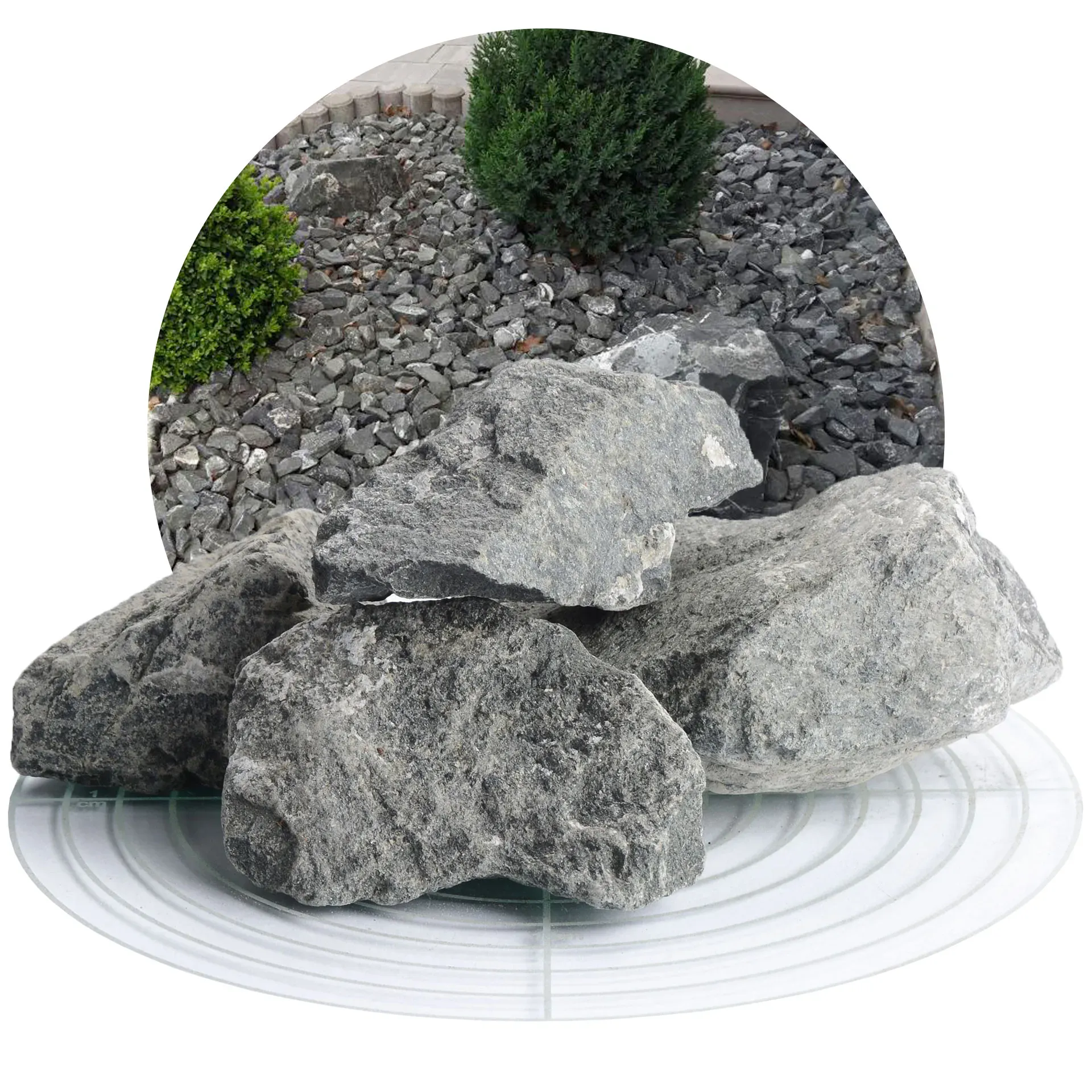 Diabas Ziersplitt grau 40-70 mm - 25 kg Sack