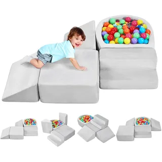 Vevor Softbausteine, 5-teiliges Set, Schaumstoffbausteine für Kinder von 6 Monaten bis 3 Jahren, mit Bällebad (Bälle Nicht im Lieferumfang enthalten), Indoor-Kletter- und Krabbelaktivitätsspielset