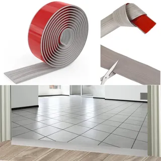 2M x 5cm Übergangsprofil Selbstklebend, Wasserdicht Übergangsleiste Selbstklebend, PVC Abdeckleisten für Fußböden, Türschwellen Leiste (Grau)