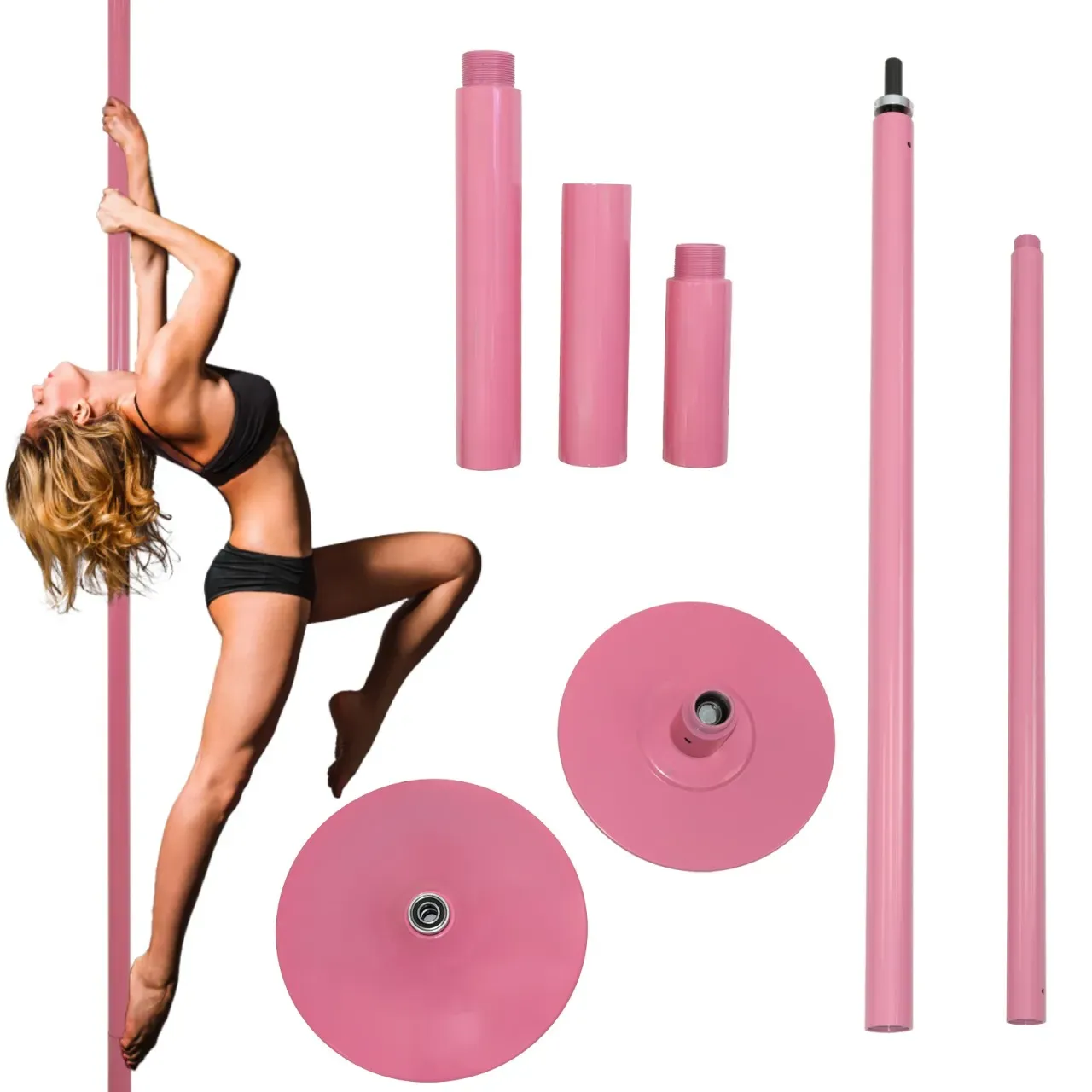 Pole Dance Tanzstange Pink Profi 231 - 274 cm Ø 45 mm Tabledance Static & Spi...