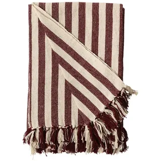 Au Maison Decke Überwurf Gestreift 100% Baumwolle 130x180 cm Skandinavisch (Maroon-Natur)