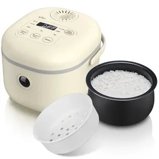 Bear Reiskocher 3,5 Tassen (ungekocht) mit Dampfgarer, Multifunktioneller 350W Elektrischer Mini Rice Cooker,6 Reiskochfunktionen für 2-4 Personen
