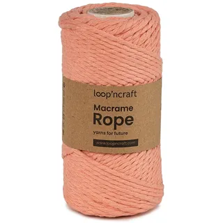 Makramee Garn Lachsrosa, Loopncraft, 3mm - 80m, gedrehte Natürliche Baumwollseil, Recycling Garn