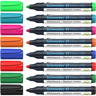 Schneider Maxx 290 Whiteboard- und Flipchart-Marker 8 St. Schwarz/Weiß/Mehrfarbig