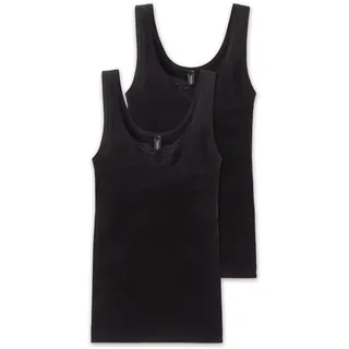 SCHIESSER Damen Trägertop 2er Pack Unterhemd, Schwarz -