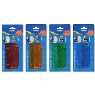 Toppoint 10er Mini Locher mit Linealfunktion, Kunststoff, Rot, Blau, Grün, Orange
