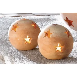 None 2 Terracotta Kugeln Set Klein Sterne Winterdeko Garten & Terrasse Gr. S Ø 12 cm