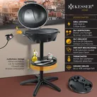 KESSER® elektrischer Elektrogrill 2in1 Tischgrill - Standgrill mit Deckel Standfuß   max. 2400 Watt Thermometer   Antihaftbeschichtung   XXL Grillplatte   integrierte Ablagefläche Elektro-Säulengrill