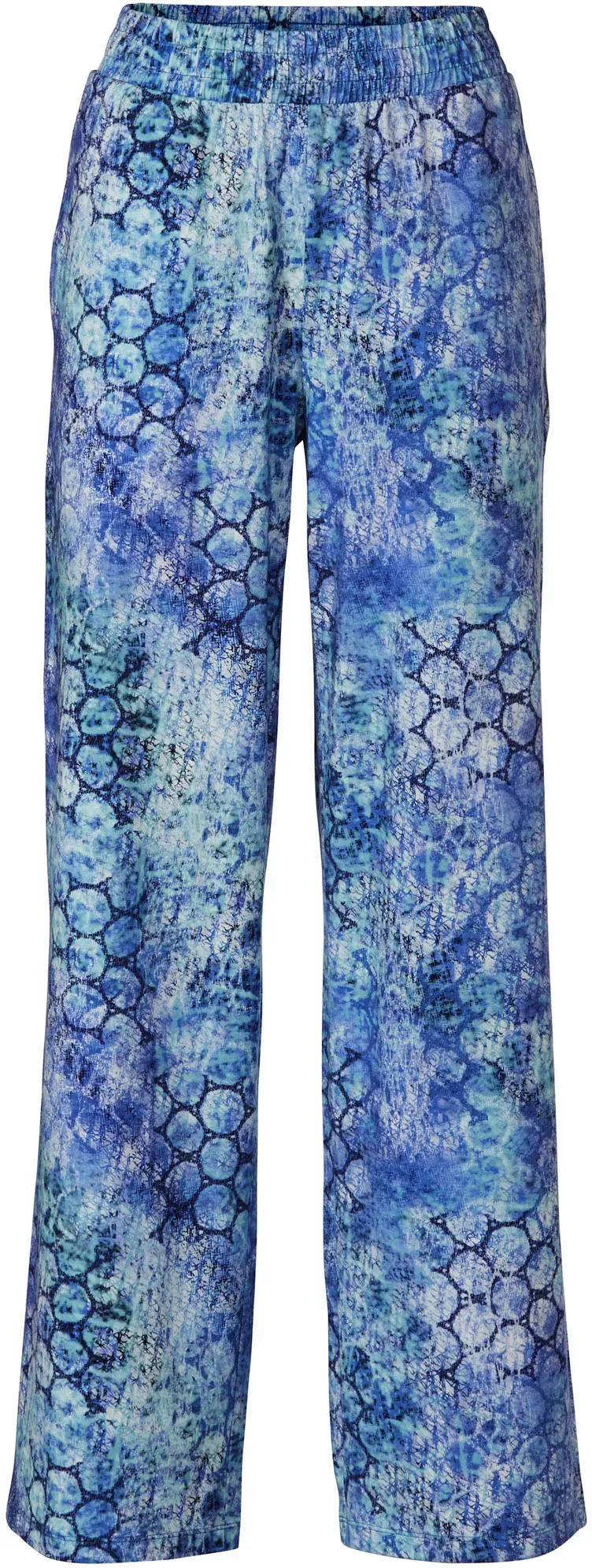 Baumwoll-Mix-Hose, Druck türkis, 44/46
