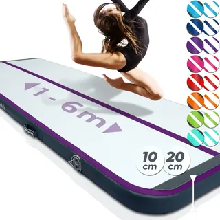 VENDOMNIA Airtrack Matte, 10/20cm hohe aufblasbare Gymnastikmatte in Länge 1/2/3/4/5/6/7/8 m, mit elektrischer Pumpe & Tasche, Tumbling Matte, Turnmatte, Trainingsmatte, Fitnessmatte, Sportmatte,Yoga