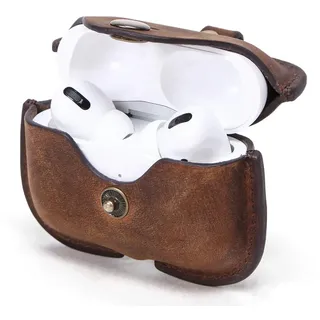 CONTACT'S FAMILY Hülle für AirPods Pro 2/1, Airpods Pro Hülle Leder, Airpods Pro Leather Case, Lederhülle Kompatibel mit AirPod Pro 2/1 Generation mit Schlüsselhaken(Kaffee)