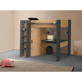 Parisot Hochbett Heavy 90 x 200 cm Eiche braun