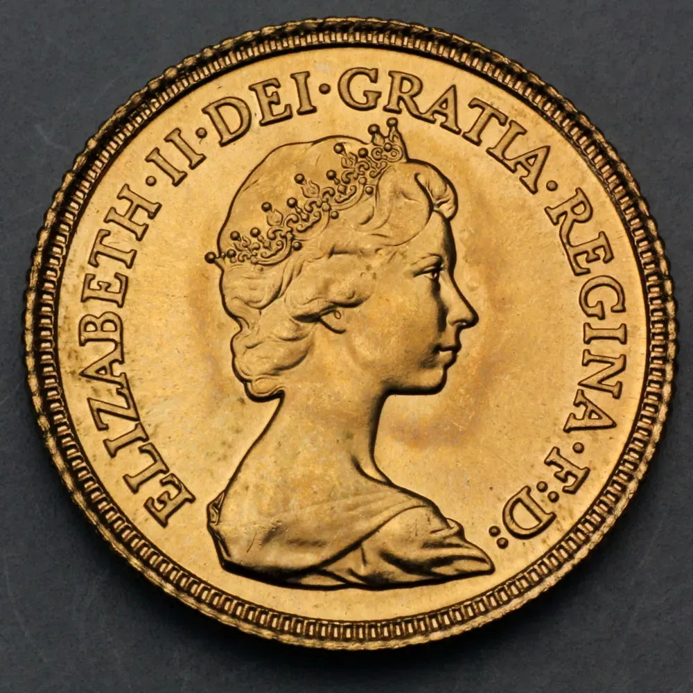 Goldmünze 1 Sovereign "Elizabeth II." 1974-1984 Tiara / Diadem (Großbritannien)