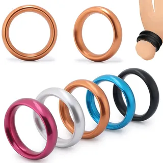 ScreaAss 2 Stück Edelstahl Cock Ringe 15Mm Extra Dicker Schwerer Penisring Hodenringe Metall Penis Ring Hodenstrecker Ball Stretcher Sexspielzeug Zur Potenzsteigerung Für Männer,Gold,2Pcs/50mm