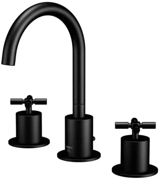 Steinberg 250 2000 3-Loch Waschtisch-Armatur; Ausladung 155 mm mit Anschlusschläuche Mattschwarz mit Nano