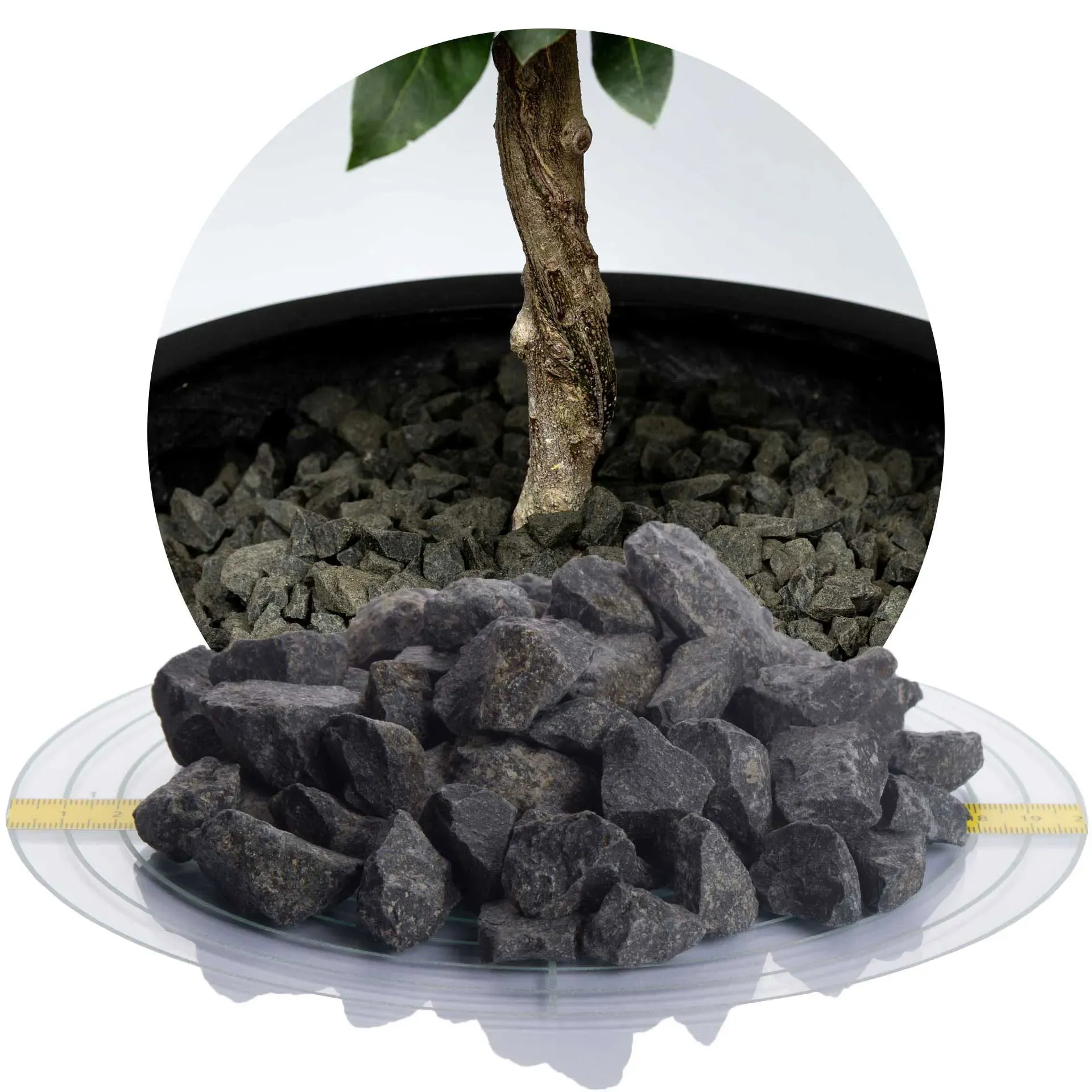 Basalt Ziersplitt anthrazit 16-22 mm - 25 kg Sack