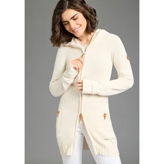 KangaROOS Kapuzenstrickjacke figurbetonte Passform, po-bedeckende Länge, mit 2-Wege-Reißverschluss beige 48/50