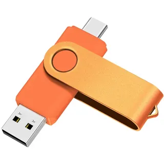 Yaxiny USB C Flash Drive 8GB 1 Stück, OTG USB C Pen Drive, USB 3.0 und USB C Flash Drive, Typ C Speicherstick für USB A+USB C Android Smartphone Metall Orange
