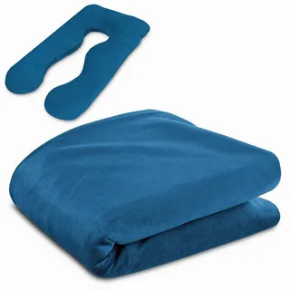 Totsy Baby Bezug für schwangerschaftskissen stillkissen XXL seitenschläferkissen Pregnancy Pillow groß komfortkissen u Form lagerungskissen schlafkissen abnehmbarem bezug 135 cm Oeko-Tex Marineblau