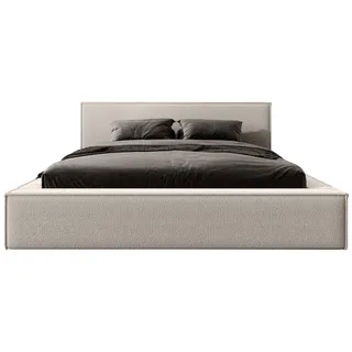FEDVE Polsterbett Mendocino aus Bouclé-Stoff 180x200 cm, Beige - Beige