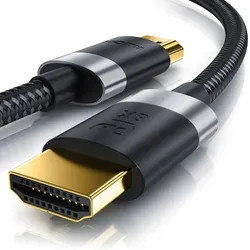 Primewire - 0,5m High Speed 8K HDMI Kabel 2.1 Ethernet ARC 3D 4K Ultra HD 7680x4320 @ 120 Hz PS4 360 TV OLED PC Laptop Beamer Monitor - Schwarz/Silber