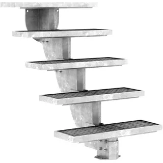 DOLLE Außentreppe Gardenstep 80cm breit 5 Stufen Gitterrost 92,5-112,5cm Steigungshöhe ohne Geländer
